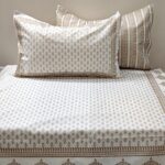 Bedsheet Hand Block Printed Cotton Bedsheet With 2 Pillow Covers/Bedsheet With Pillow Covers/ 17''X 28'' Reversible Covers, For your home