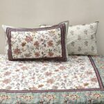 Hand Block Bird Motif Print Cotton Flat/Fitted Bedsheet with 2 Reversible Pillow Covers | Queen Size Bedsheet | Double Bedsheet Set