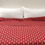 Cotton Blanket Hand block printed, reversible indian blanket, made in jaipur, indian dohar, red blanket throw, floral blanket bed runner