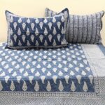 Bedsheet Hand Block Printed Indigo with 2 Reversible Pillow Covers, King Size, Fitted Sheet, Home Decor, Fathers Day Gift, Home Decor