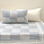 Hand Block Printed Cotton Bedsheet With Pillow Covers, Flat sheet, fitted sheet set with pillow covers for home, gift for dad, home decor