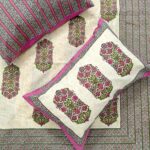 Indian Hand Block Print Bed Sheet with 2 Reversible Pillow Cases, Queen Size Cotton Bed Sheet/Bed Cover/Bed Spread/ Queen Size Bedding Set