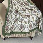 Hand Block Printed Cotton Throw, Sofa Throw, Boho Bed Throw, Floral Print Throw, Soft Handmade Blanket Throw, Cotton Throw with Tassels