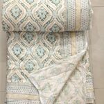 Indian Block Print Quilt Indian Reversible quilt, Cotton Handmade Quilt, Indian Quilt,Kantha Floral Quilt for Home, Gift for Her, Christmas