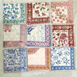 Assorted Hand Block Printed Napkin 100% Cotton Cloth Napkins Eco/Earth Friendly Reusable Cocktail Zero Waste Unpaper Kids Cloth Napkins , dinner napkins