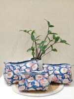 Large Cotton Quilted Hand Block Printed Wash Bag | Ideal Gift | Handmade | Toiletry Bag | Cosmetic Bag Block Print Travel Accessory Holiday - Image 3