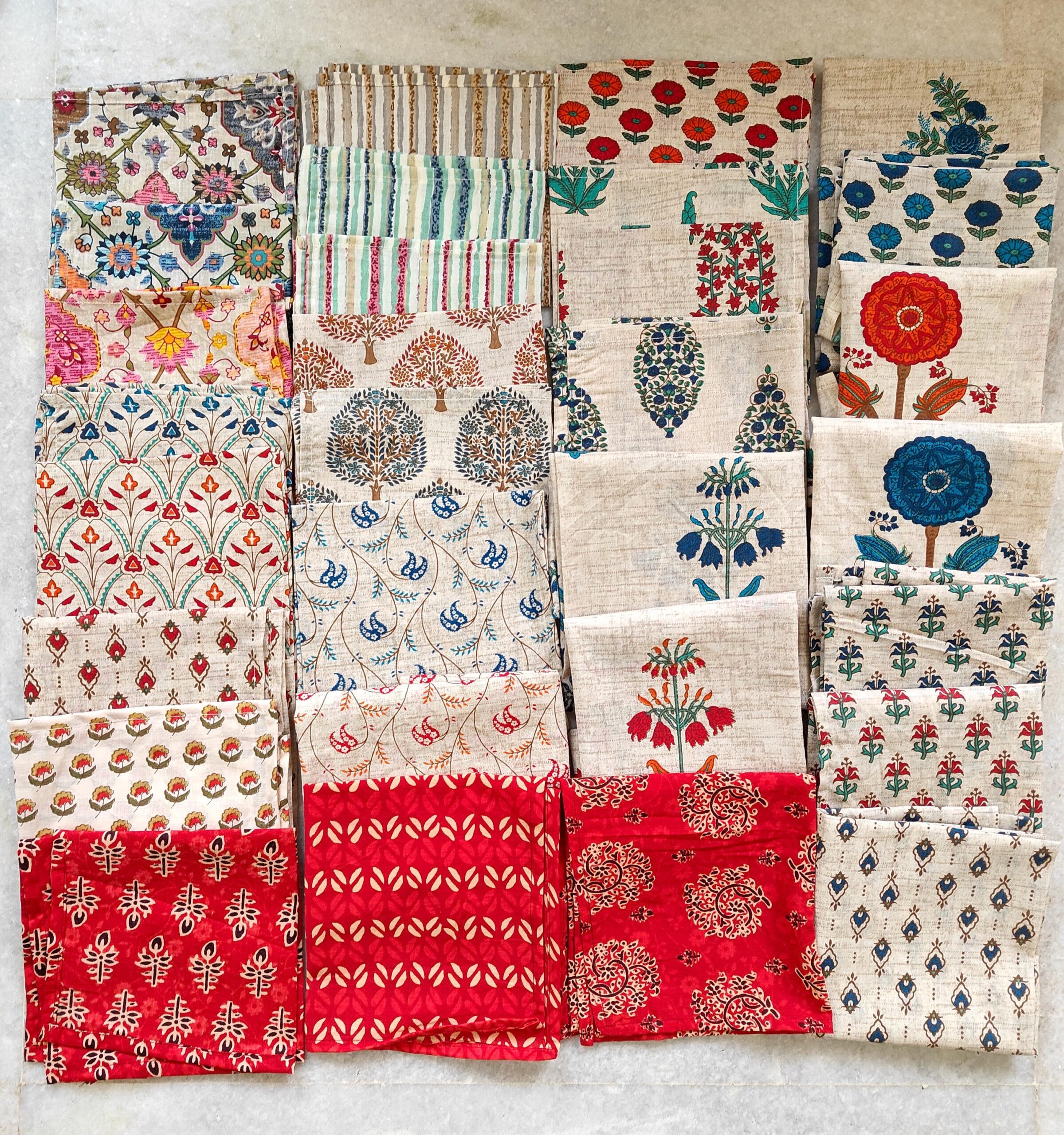 il_fullxfull.7422354022_q3ig.jpg Assorted Cloth Napkins Set , Hand Block Printed Wedding Napkins, Bohemian Cotton , Reusable Table Cloth Dinner Napkins Mix and match pack - Image 1