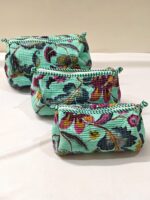 Large Cotton Quilted Hand Block Printed Wash Bag | Ideal Gift | Handmade | Toiletry Bag | Cosmetic Bag Block Print Travel Accessory Holiday - Image 13