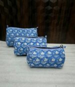 Large Cotton Quilted Hand Block Printed Wash Bag | Ideal Gift | Handmade | Toiletry Bag | Cosmetic Bag Block Print Travel Accessory Holiday - Image 15