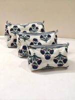 Large Cotton Quilted Hand Block Printed Wash Bag | Ideal Gift | Handmade | Toiletry Bag | Cosmetic Bag Block Print Travel Accessory Holiday - Image 5