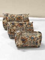 Large Cotton Quilted Hand Block Printed Wash Bag | Ideal Gift | Handmade | Toiletry Bag | Cosmetic Bag Block Print Travel Accessory Holiday - Image 16