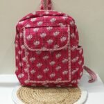 Quilted Cotton Backpack, Hand Block Printed Floral Travel Backpack, Indian Handmade boho diaper bag , backpack purse , baby shower gift ,
