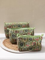 Large Cotton Quilted Hand Block Printed Wash Bag | Ideal Gift | Handmade | Toiletry Bag | Cosmetic Bag Block Print Travel Accessory Holiday - Image 17