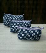 Large Cotton Quilted Hand Block Printed Wash Bag | Ideal Gift | Handmade | Toiletry Bag | Cosmetic Bag Block Print Travel Accessory Holiday - Image 14