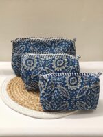Large Cotton Quilted Hand Block Printed Wash Bag | Ideal Gift | Handmade | Toiletry Bag | Cosmetic Bag Block Print Travel Accessory Holiday - Image 19