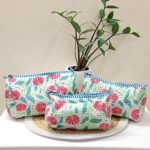 Large Cotton Quilted Hand Block Printed Wash Bag | Ideal Gift | Handmade | Toiletry Bag | Cosmetic Bag Block Print Travel Accessory Holiday - Image 20